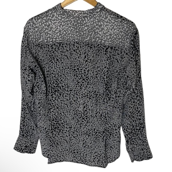 RAG & BONE Christie Long-Sleeve Cheetah Animal-Print 100% Silk Blouse Size SP - Picture 3 of 8
